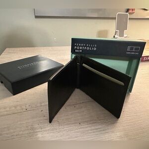 Perry Ellis Black Portfolio Card Holder
